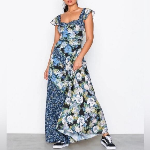 NWT Free People La Fluer Size 2 Floral Maxi Dress - Picture 1 of 8